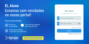 A imagem indica que o portal do aluno foi atualizado.